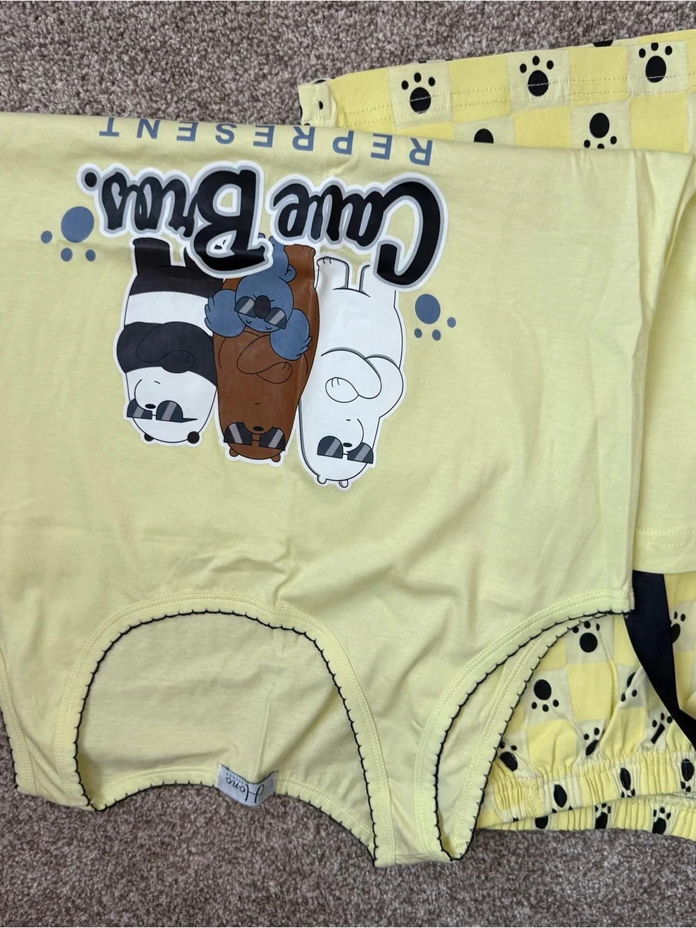Cute Bears Kids Pajama Set - Yellow